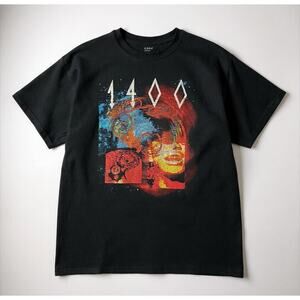1400 Abstract Graphic Tee XL Black Face Print Streetwear Skater Shirt Bold Art
